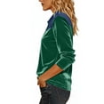 thumbnail image 7 of 3/4 Length Sleeve Womens Tops Velvet Denim Patchwork Lapel Collar Button Down T Shirts Womens Casual Plus Size Loose Fits Comfy Velour Three Quarter Sleeve Shirt, 7 of 7