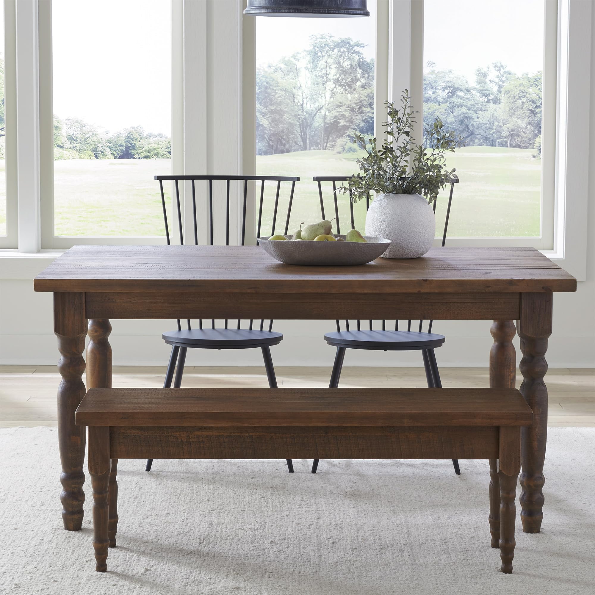 Grain Wood Furniture Valerie Original Solid Wood 63" Dining Table, Rustic Walnut