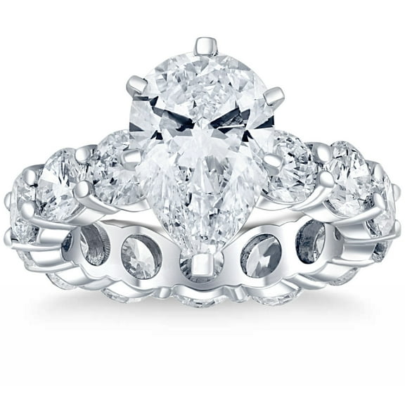 Pompeii Certified 8Ct TW Pear Diamond Eternity Engagement Ring in 14k Gold Lab Grown