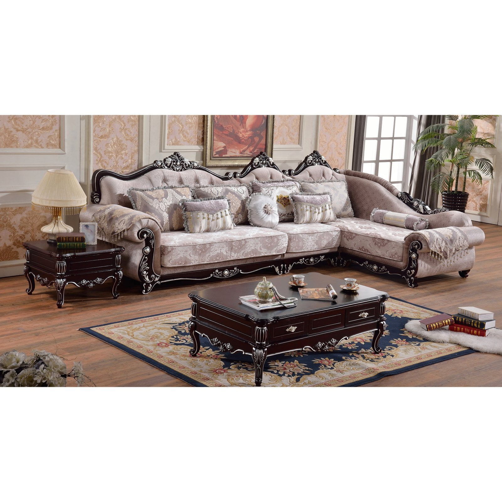 Meridian Furniture Inc Valentino 3 Piece Sectional Sofa With Pillows Walmartcom Walmartcom
