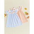 thumbnail image 3 of Svuitmsl Toddler Baby Girl Halloween Dress Outfit Little Baby Girl Summer Fall Gingham Palid Dress Cute Pumpkin Embroidery Lace Flying Sleeve A-Line Dress, 3 of 9