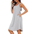 thumbnail image 4 of INSPIRE CHIC Womens Nightgown Sleeveless Sleepwear Printed Scoopneck Nightshirts Tank Wide Strap Sleep Dress with Pockets XS Grey, 4 of 6
