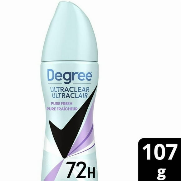Degree UltraClear Black+White Dry Spray Antiperspirant Deodorant for Women with 72H Sweat & Odour Protection, Pure Fresh Anti Yellow Stains and White Mark, 107g