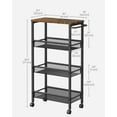 thumbnail image 5 of Slim Rolling Cart, 4-Tier Storage Cart, Narrow Cart with Handle, 8.7 Inches Deep, Metal Frame, for Kitchen, Dining Room, Living Room, Home Office, Rustic Brown and Classic Black, 5 of 6