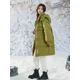 thumbnail image 2 of Abrigos de invierno para mujer, elegantes, con capucha, gruesos, cálidos, chaqueta acolchada, de gran tamaño, chaqueta de plumón larga, 90 plumón de pato blanco, abrigos casuales sueltos, 2 of 5