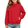 thumbnail image 6 of Girls Quarter Zip Sweatshirt Casual Fashion Turtleneck Long Sleeve Kids Pullover Tops Red 7-8 Years, 6 of 6