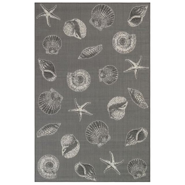 Transocean CRE58841497 Tapis Intérieur & Extérieur Liora Manne Carmel Shells, Gris - 4 Pi. 10 Po. x 7 Pi. 6 Po.