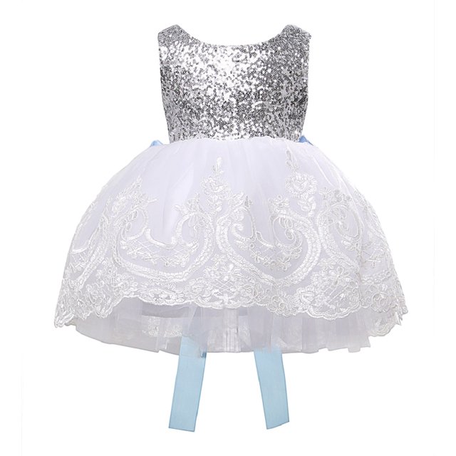 Vestido Para BebéS NiñAs Vestido Blanco Bordado Sin Mangas Encaje Patchwork Princesa Vestidos XBTCLXEBCO Blanco;4-5 Años