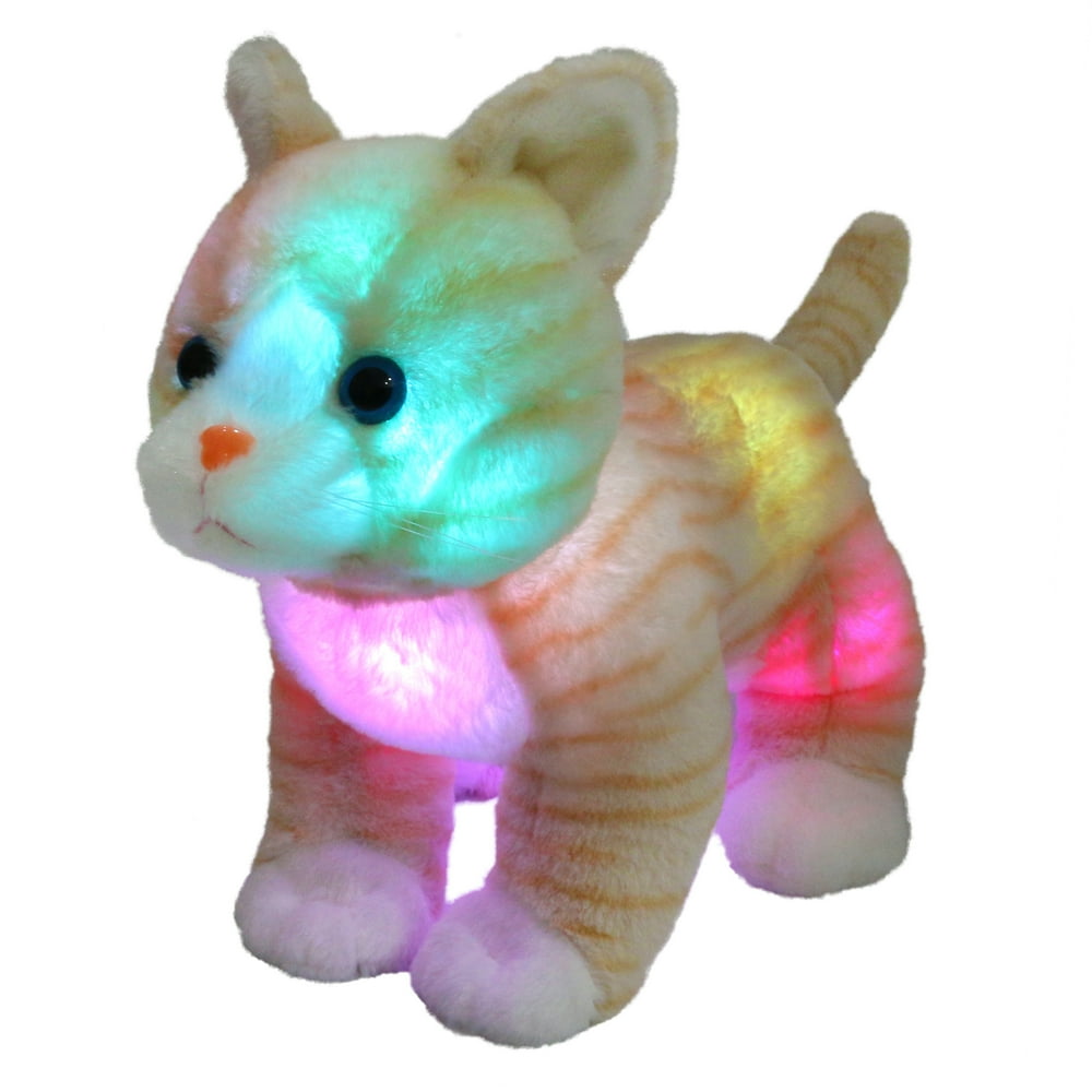 Glow Guards 14'' Light up Realistic Stuffed Cat Soft Plush Toy with LED