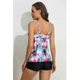 thumbnail image 3 of Attraco Women Tankini Set Print Swimwear Swim Sets Spaghetti Strap V Neck Hollow Back Bathing Suit, 3 of 7