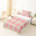 thumbnail image 3 of Castle Fairy Boho Pastel Plaid Twin Sheets 3pcs,Abstract Multi-Line Grid Bedding,Pink Mint Yellow,1 Flat Sheet, 1 Fitted Sheet and 1 Pillowcase, 3 of 7
