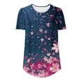 thumbnail image 4 of Women's 2025 T Shirts Fashion Summer Eyelet Tops Ladies Floral Print Tunic Blouse Short Sleeve Tees, 4 of 5