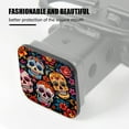 thumbnail image 3 of Hitch Cover Fits For 2-Inch Hitch,Mexican Skulls With Floral Designs On Black Backgroundrubber Trailer Hitch Cover Tube Plug Insert,Car Exterior Accessories, Receiver Tube Hitch Plug, 3 of 6