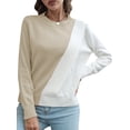 thumbnail image 1 of Women Sweater O Neck Splicing Color Casual Pullovers, 1 of 8