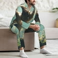 thumbnail image 7 of Fotbe Majestic Ostrich In Forest Pattern Long Sleeve Pajama Set for Men,Sleepwear Set,2-piece Loungewear Set,Soft PJs Comfy Nightwear with Pockets-Large, 7 of 7