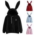 thumbnail image 2 of Women Long Sleeve Rabbit Hoodie Sweatshirt Bunny Ear Pullover Tops for Autumn Winter, 2 of 4