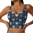 thumbnail image 1 of Balery Cute Christmas Tree Raccoon Sujetadores deportivos con espalda cruzada para mujer, acolchados, sin costuras, de alto impacto, ideales para yoga, gimnasio, entrenamiento y fitness.-X-Large, 1 of 8