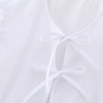 thumbnail image 5 of Women's Tie Front Tops Solid Color 3/4 Sleeve Peplum Babydoll T Shirt Puff Sleeve Trendy Basic Tees White,XL, 5 of 5