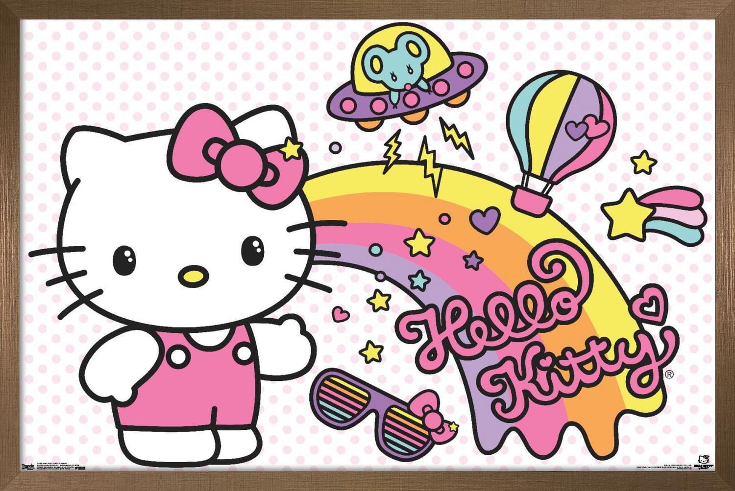 Hello Kitty - Retro Rainbow Wall Poster, 14.725" x 22.375"