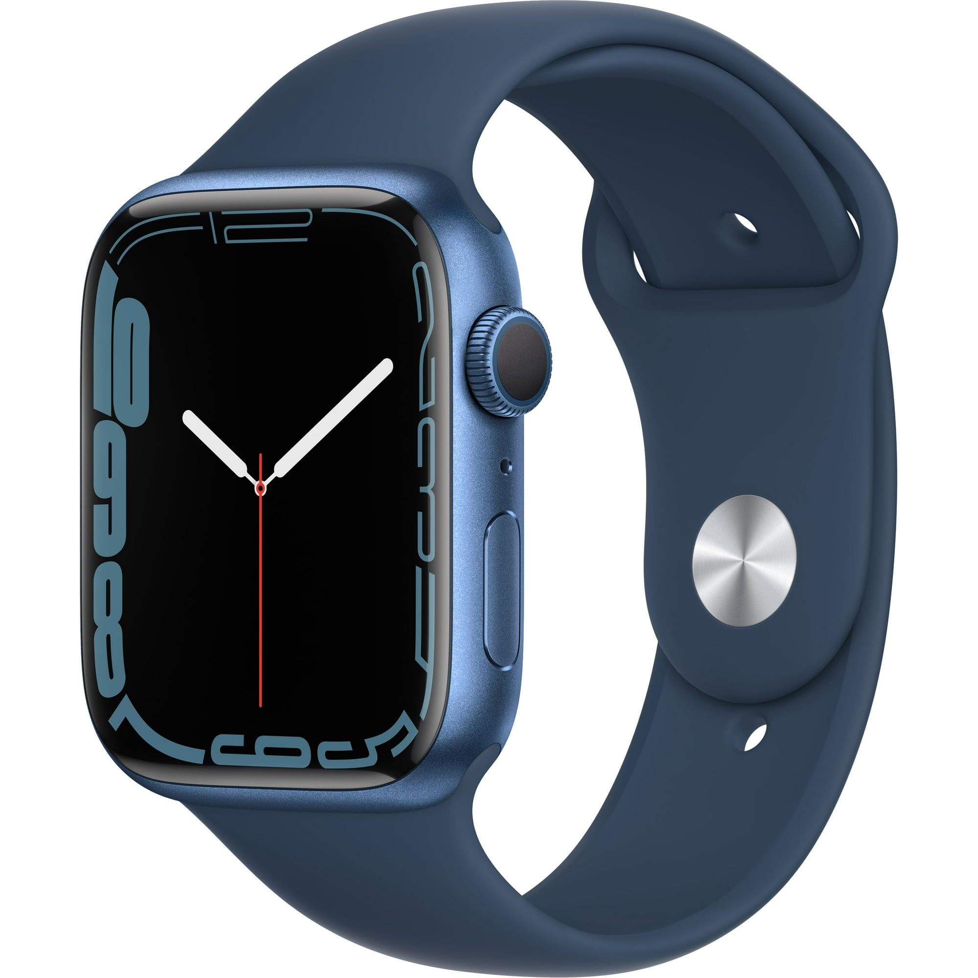 Apple, Watch Series 7, GPS + Cellular 4G LTE, 45mm Blue Aluminum Case with Abyss Blue Sport Band, 18 Hours Battery Life, iOS, 1, 1, 1,