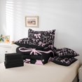 thumbnail image 6 of Feelyou Stars Bowknot Twin Bedding Sets 7-Piece, Black Pink Cartoon Bedding Comforter Set, 6 of 8