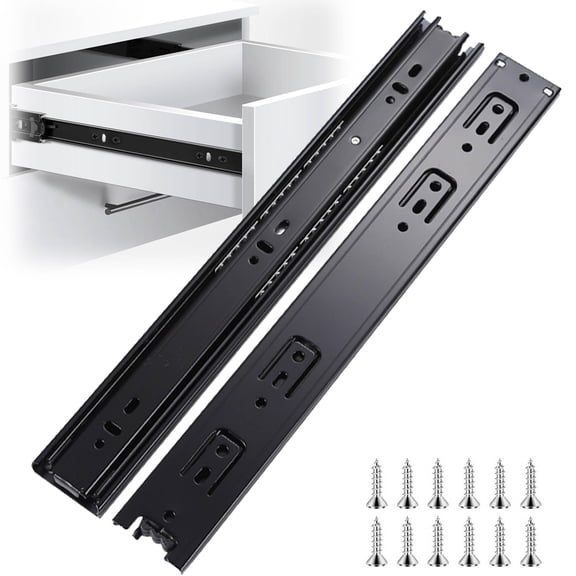 16" Drawer Slides Soft Self Close with Mounting Screws, 3 fold Full Extension Ball Bearing Cabinet Drawer Glides Side Mount for Dresser, Cabinet, Kitchen 110 LB Capacity Black (Black 16in)