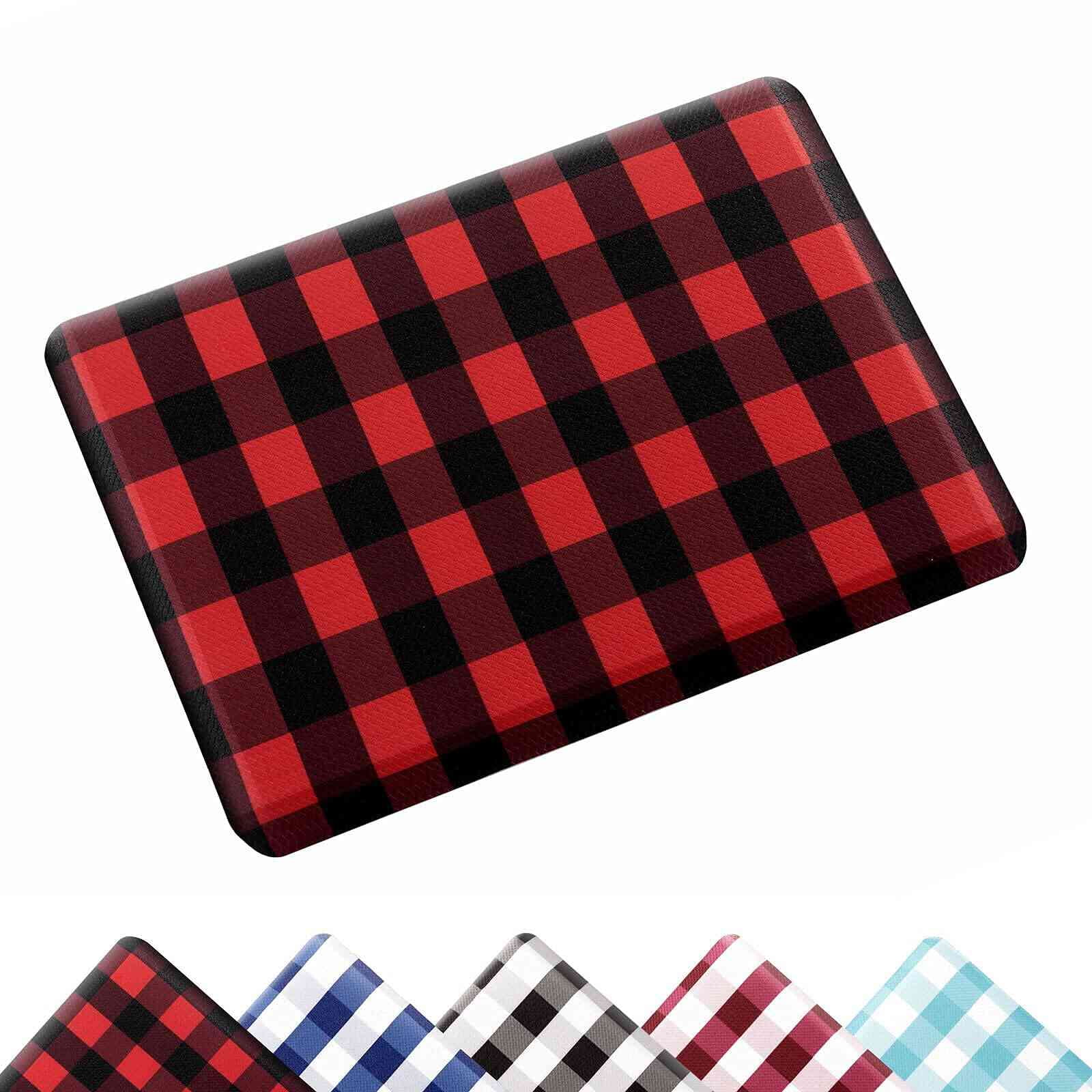 Carvapet Anti-Fatigue Floor Mat Cushioned Kitchen Comfort Mat, Waterproof Non-Slip Standing Desk Foam Mats and Rugs, Red and Black, 17.3"x28"