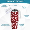 thumbnail image 2 of Yayeee 40oz Stainless Steel Tumbler with Straw and Handle Double-Wall Insulated Travel Water Bottle, Red Cartoon Paws Pattern, 2 of 8