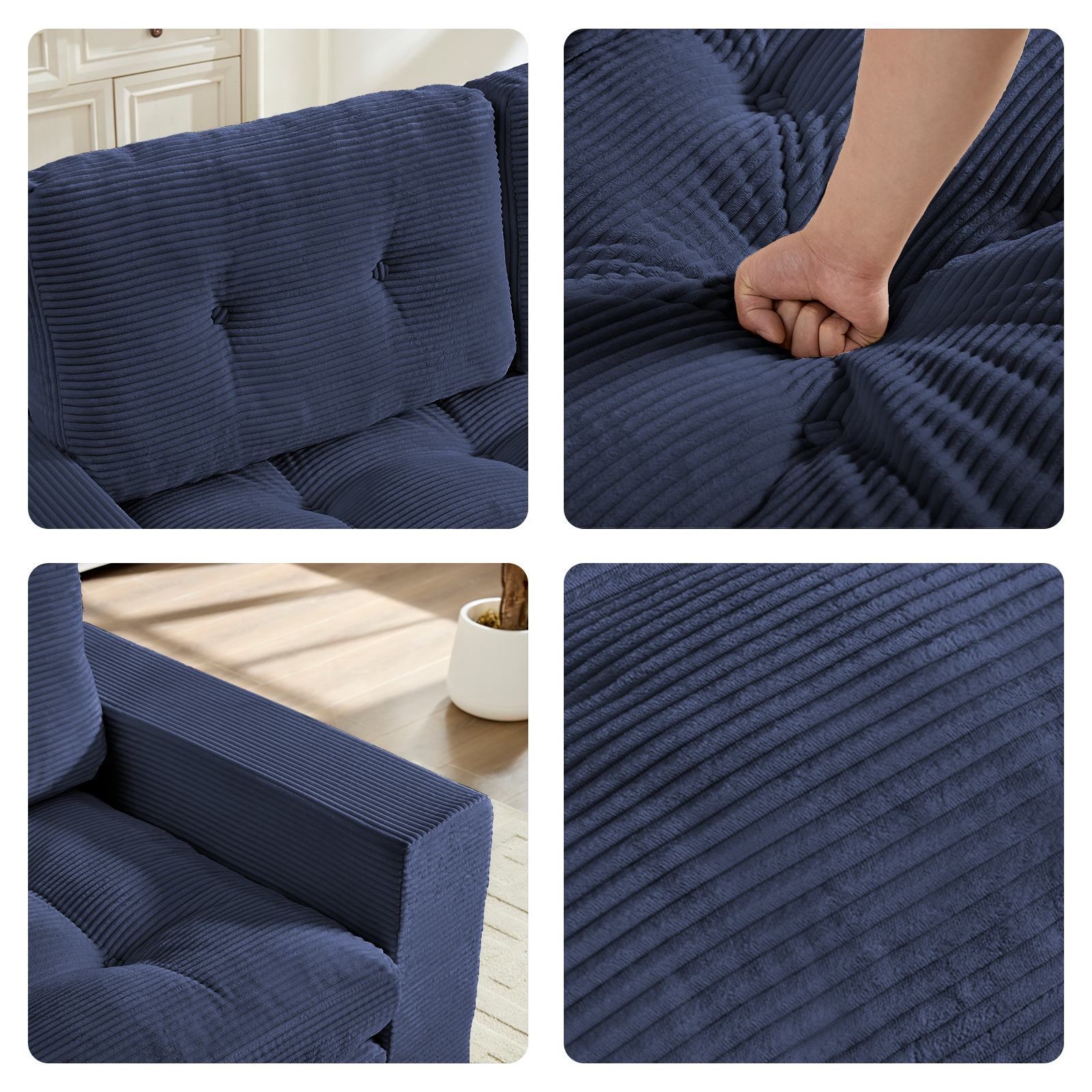 ZAFLY 2 in 1 Convertible Loveseat, Futon Sleeper Sofa Bed, Floor Couch for Small Space - Blue
