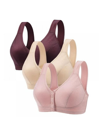 Middle-Aged Elder Woman Floral Wirefree Bra Front Button Closeure Soft  Cotton Bra for Mom Grandma Gift Bra