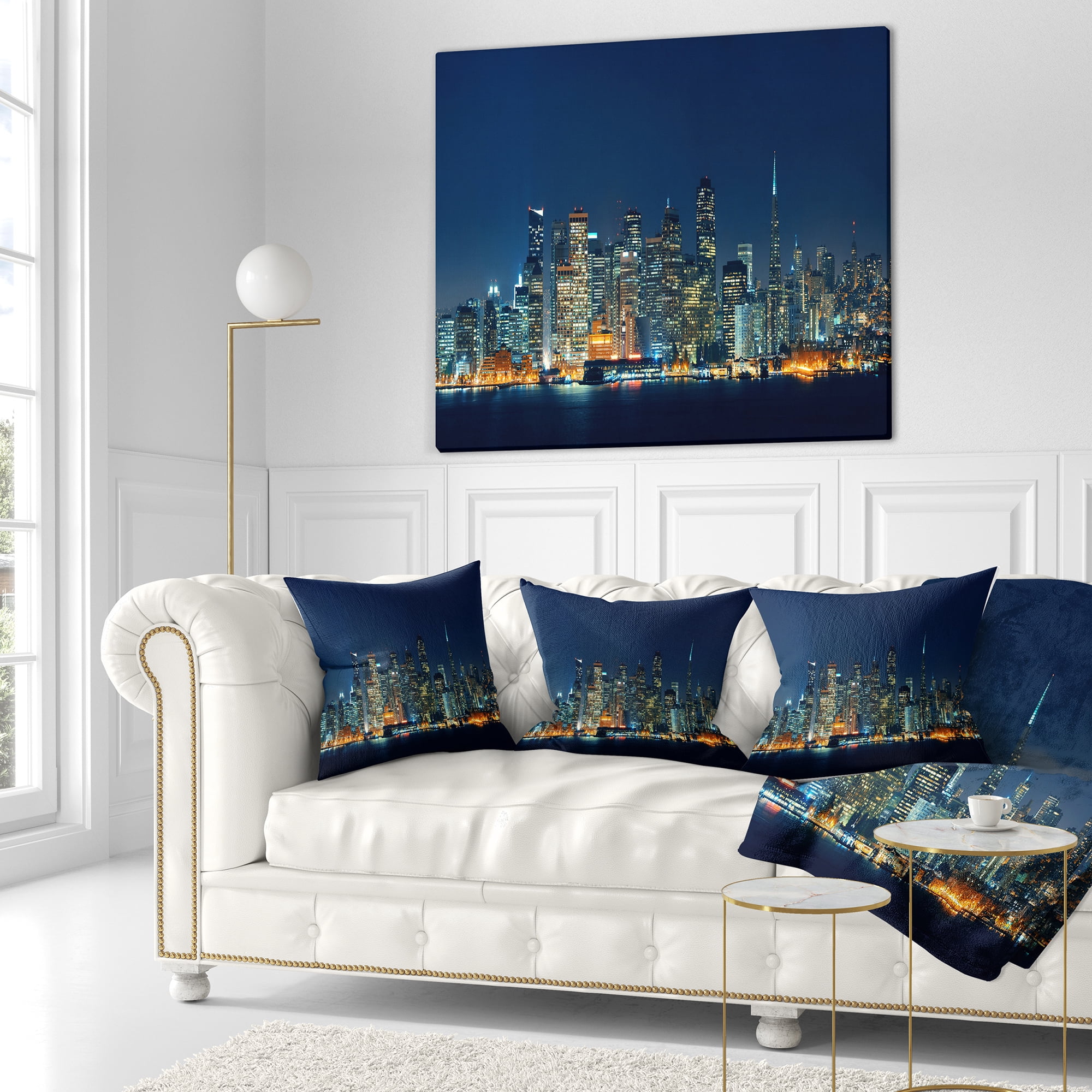 Designart San Francisco Skyline at Night - Cityscape Throw Pillow - 16x16