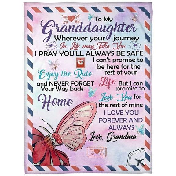 To My Granddaugter Never Forget The Way Back Home Fleece Blanket Family Gift Granddaughter, 30x40in Fleece Blanket