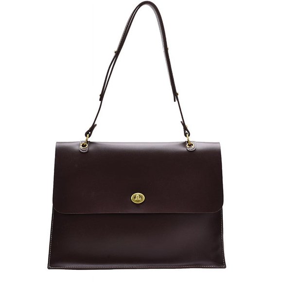 Women Handbag Tote Bag, 15.6 Inch PU Leather Shoulder Bag Laptop Bags with Adjustable Handle, Lightweight Stylish Designer Large Black Handbags for School Work Travel-Dark Brown