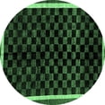 thumbnail image 1 of Ahgly Company Indoor Round Checkered Emerald Green Modern Area Rugs, 7' Round, 1 of 4