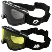 2 Pairs of Birdz Eyewear Padded Fit Over Motorcycle Goggles Anti-Fog Shatterproof Smoke and Yellow Lenses UV400