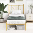 thumbnail image 2 of Gymax Twin Size Platform Bed Frame Heavy-duty Metal Bed Frame w/Sturdy Metal Slat Support Gold, 2 of 10