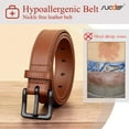 thumbnail image 6 of SUOSDEY Nickle Free Leather Belts for Men Brown Belts for Jeans with Plastic Buckle, 6 of 7