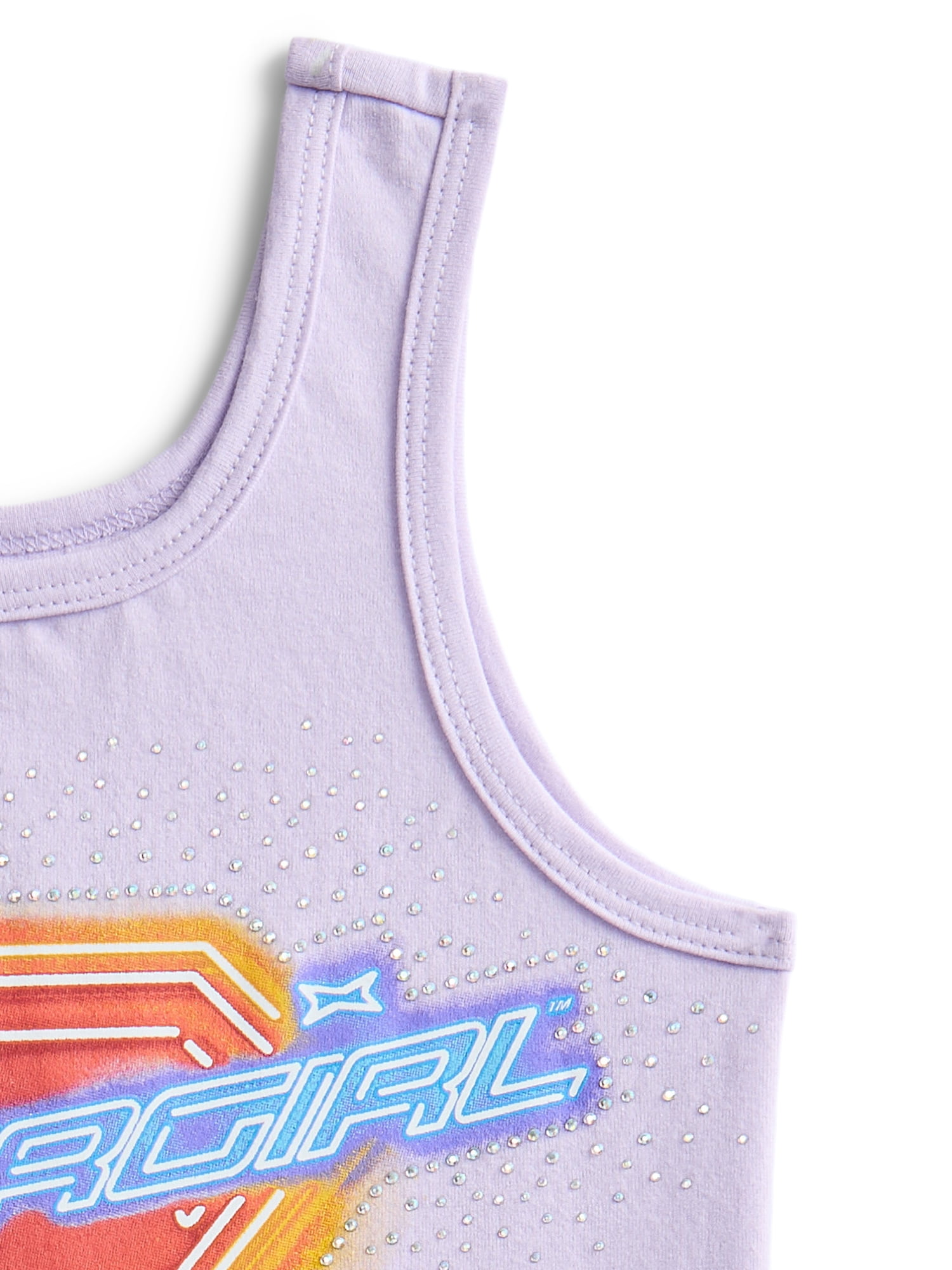 Supergirl Girls Gradient Rhinestone Character Graphic Tank Top, Sizes 4-16