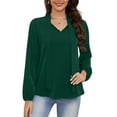 thumbnail image 3 of Asklazy Womens Dressy Chiffon Blouse Business Work Casual Tie Neck Shirt Tops,US Size,M,Dark Green, 3 of 13