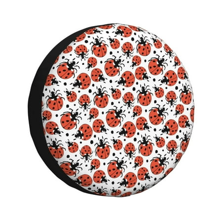 Gaeub Red Ladybugs 14-17in Tire Cover Spare Tire Cover for Camper Caravan Trailer Car Truck SUV Jeep-17 inch