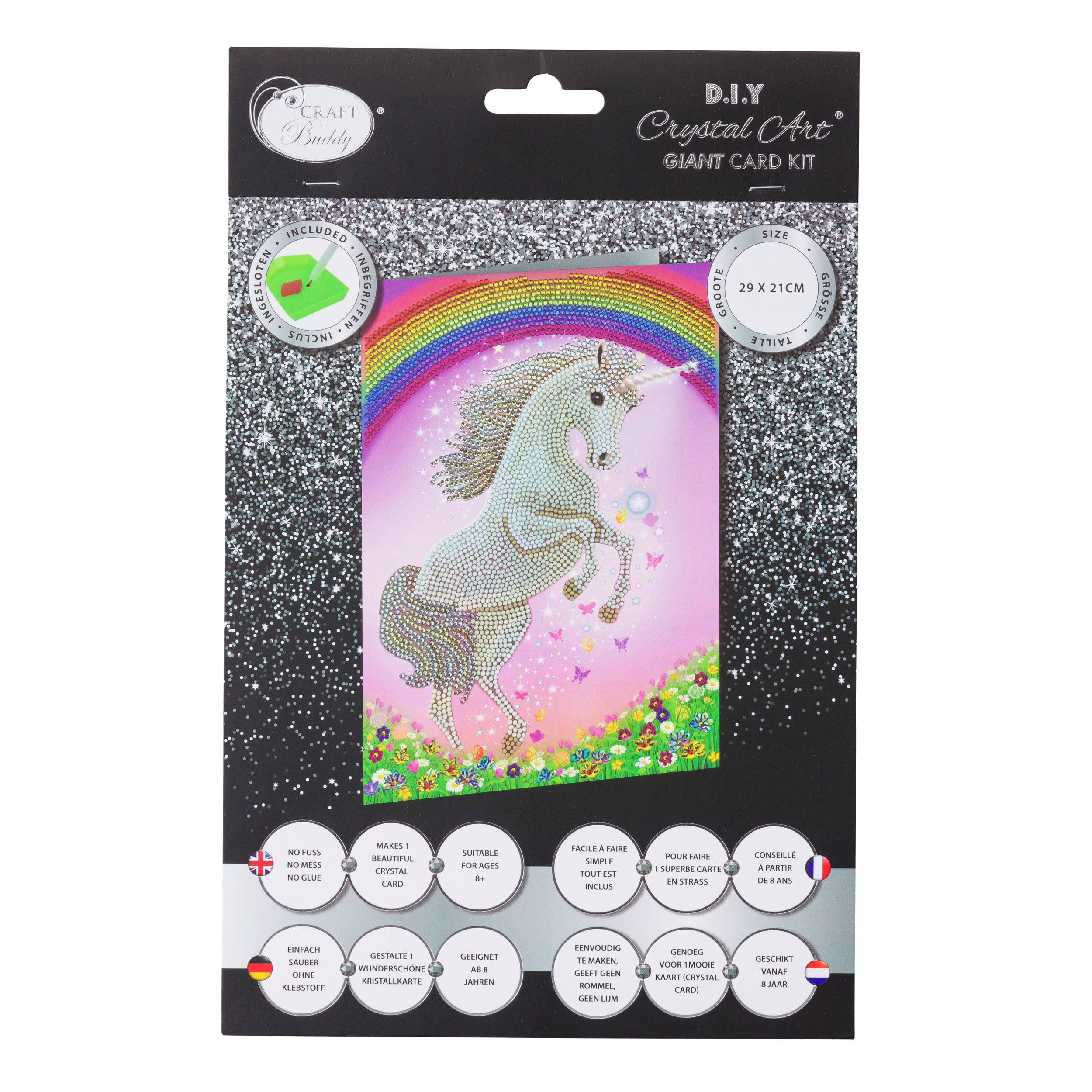 Crystal Art D.I.Y Picture Kit, Unicorn Forest by Craft Buddy FREE