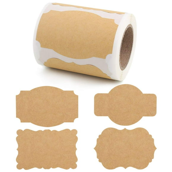 SallyFashion 200 Pcs Étiquettes Cadeaux en Papier Kraft Étiquettes Vierges Autocollants pour Bouteilles en Verre de Fête Fournitures de Cadeau 3x2 Pouces