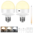 thumbnail image 2 of Foco LED E26, 2 Paquete Focos Recargables para Casa y Regulables con Control Remoto, Bombilla Foco Desmontable Magn&eacute;tica Inal&aacute;mbrica que Funciona con Pilas, 3 Temperaturas Color,, 2 of 8