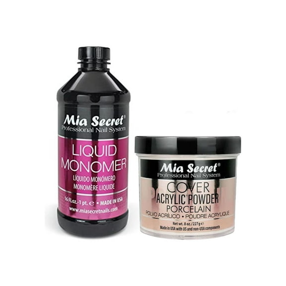 Mia Secret - Liquid Monomer 16oz. & Cover Acrylic Powder Porcelain 8oz. - Combo