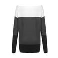thumbnail image 4 of Off the Shoulder Sweaters for Women Striped Color Block Shirt Long Sleeve Cozy Jumpers Fall Knit Tops Casual Pullover, 4 of 5