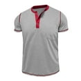 thumbnail image 5 of Men's Retro Henley Shirts Short Sleeve T Shirt for Man with Pocket Relaxed Summer Casual Classic Half Button Shirt, 5 of 8