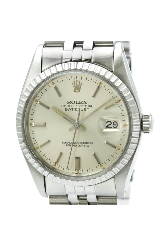 Pre-Owned ROLEX Datejust 18K White Gold Steel Automatic Mens Watch 16030 Polished