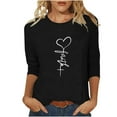 thumbnail image 2 of Jsaierl T-Shirts de Foi en Jésus pour Femmes, Graphiques Croisés Chrétiens, Hauts à Manches 3/4, Blouses Décontractées à Col Rond, Tuniques Classiques Tendance, 2 of 5