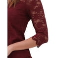 thumbnail image 5 of INSPIRE CHIC Women's Floral Lace Top 3/4 Sleeve Crew Neck Blouse XS Dark Red, 5 of 6