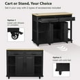 thumbnail image 4 of 47" Kitchen Island with Extendable Table, Rubber Wood Veneer Kitchen Cart Table with Storage, Power Outlet, Rolling Island Cart For Kitchen, Black, 4 of 10